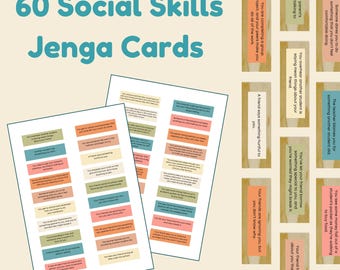 Tarjetas de situaciones de habilidades sociales de Jenga: preguntas de Jenga, psicología social, tarjetas de conversación familiar para charlas en la mesa, ansiedad social, rompehielos
