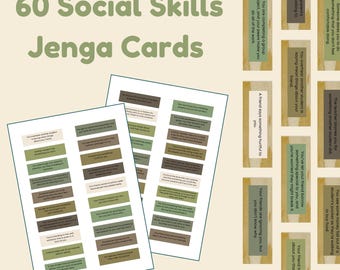 Tarjetas de situaciones de habilidades sociales de Jenga: preguntas de Jenga, psicología social, tarjetas de conversación familiar para charlas en la mesa, ansiedad social, rompehielos