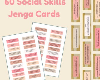 Tarjetas de situaciones de habilidades sociales de Jenga: preguntas de Jenga, psicología social, tarjetas de conversación familiar para charlas en la mesa, ansiedad social, rompehielos