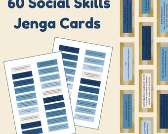 Tarjetas de situaciones de habilidades sociales de Jenga: preguntas de Jenga, psicología social, tarjetas de conversación familiar para charlas en la mesa, ansiedad social, rompehielos