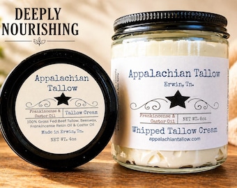 Grass Fed Whipped Tallow Cream – Frankincense, Castor Oil Face & Body Moisturizer