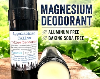 Appalachian Tallow Deodorant | Aluminum Free, Baking Soda Free, Sensitive Skin Magnesium Formula