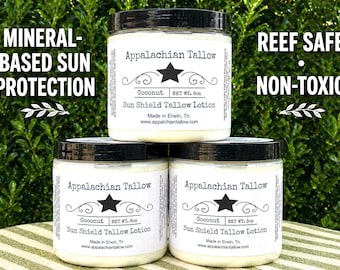 Tallow Sun Shield – Mineral Zinc Lotion – Non-Toxic Reef Safe – Natural Face & Body Moisturizer