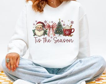 Sudadera con lazo y taza de Papá Noel para Navidad/Acogedora para las fiestas