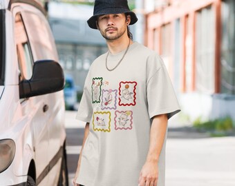 Moogles und Squiggles verblasstes Oversized T-shirt