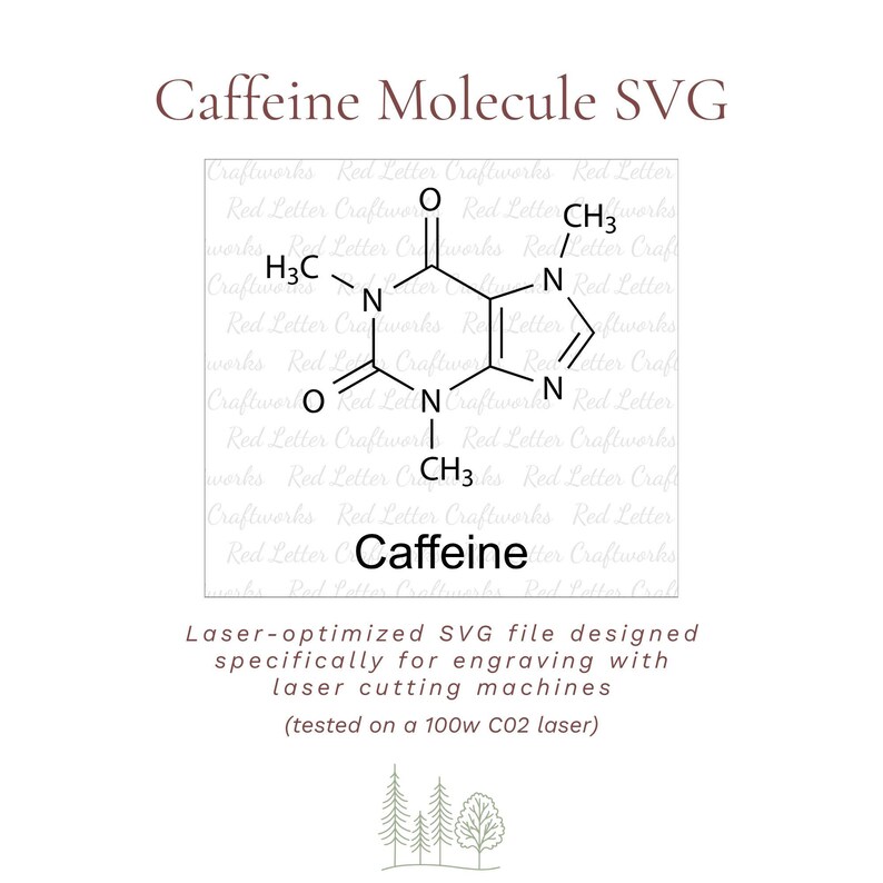 Caffeine Molecule SVG for Laser Engraving | Coaster Engraving File ...
