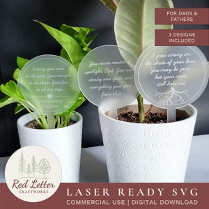 Vaderdag Memorial Plant Marker SVG-set voor papa | Lasergesneden minimalistisch inzetbestand voor grafsite | Digitale download ter herdenkingsvaderdagcadeau