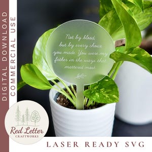 Stepdad & Bonus Dad Vaderdag Memorial Plant Marker SVG (#2) | Lasergesneden minimalistische tuinpaal | Digitale download grafmonument