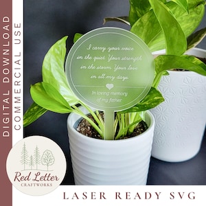 Voor vader Vaderdag Memorial Plant Marker SVG (#3) | Lasergesneden minimalistisch inzetbestand voor grafsite | Digitale download voor Memorial Vaderdag