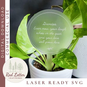 Voor opa en vader Vaderdag Memorial Plant Marker SVG (#3) | Lasergesneden minimalistische tuinpaal | Digitale download grafmonument