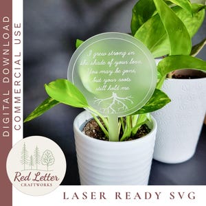 Voor vader Vaderdag Memorial Plant Marker SVG (#2) | Lasergesneden minimalistisch inzetbestand voor grafsite | Digitale download voor Memorial Vaderdag