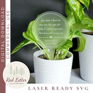 Stepdad & Bonus Dad Vaderdag Memorial Plant Marker SVG (#1) | Lasergesneden minimalistische tuinpaal | Digitale download grafmonument