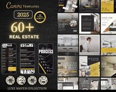 Luxury Real Estate Template Bundle in gold and black, Realtor Branding, Social Media Post Template Kit, Real Estate Instagram Canva Template