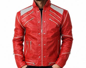 Michael Jackson Beat It Rote Lederjacke | MJ Tribute-Konzertstil-Mantel