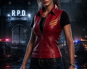 Resident Evil Claire Red Redfield Cosplay Leder Weste RE