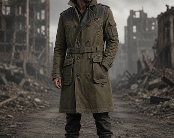 Post-apokalyptischer Canvas Trenchcoat Militär Duster