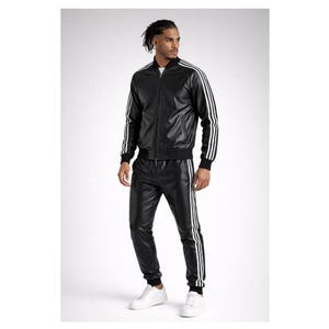 adidas ブラック レザージャケット レディース Adilenium オーバーサイズ フェイクレザージャケット