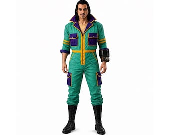 Ręcznie robiony postapokaliptyczny płócienny kombinezon | Retro futurystyczny strój cosplay | Unisexowy kostium Wasteland | Wykonany na zamówienie