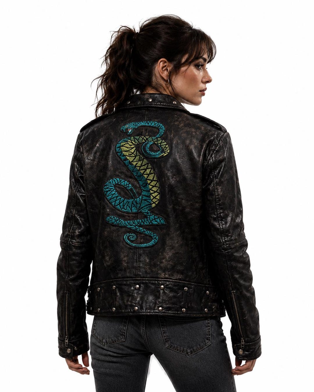 Distressed Black Leather Biker Jacket | Vintage Motorcycle Jacket