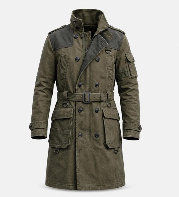 ジャケット・アウター belted waist duster coat(scar face) Post-apocalyptic Canvas Trench Coat Military Duster - Etsy