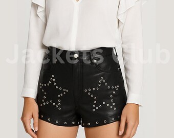 Studded Leather Shorts: High Waist Punk Goth Festival Style - Etsy