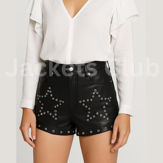 Studded Leather Shorts: High Waist Punk Goth Festival Style - Etsy