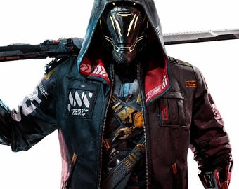 Cyberpunk Ninja Ghost Runner Lederjacke