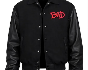 Michael Jackson BAD Jacke World Tour bestickter Bomber | 80er Jahre King of Pop Cosplay Varsity