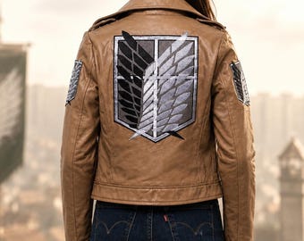 AOT Scout Lineal Leder Crop Jacke, Anime Cosplay Jacke, Attack on Titan Übersicht Korps Mantel