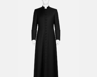 Custom Roman Cassock for Priests – Traditional Black Clergy Robe (Soutane)