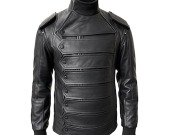 Bucky Barnes Winter Soldier Leather Jacket: Removable Sleeves, Cosplay Style