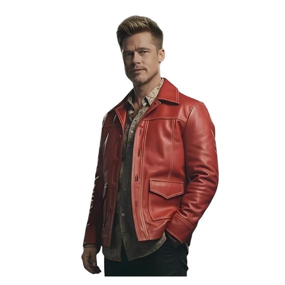 Tyler Durden Red Leather Jacket for Men | Fight Club Brad Pitt