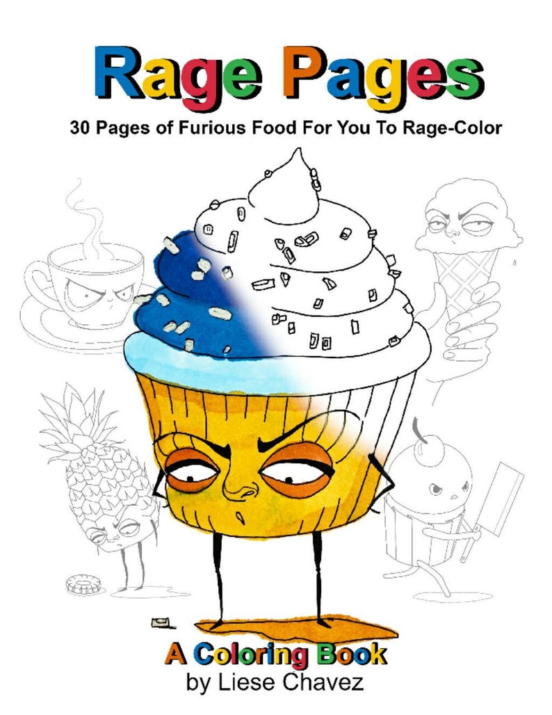 Rage Pages-Adult Coloring Book 30 8.5x11 in. pages to print and Rage-Color Printable Instant Download PDF image 1