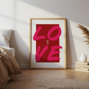 Ti amo | Rosa + Rosso | Poster | Stampa | Wallart | Accogliente | Formato A4 - 70 x 100 cm