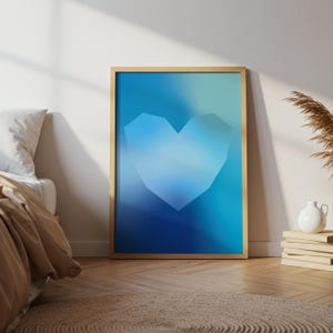 Aura n. 4 Cuore di diamante | Blu + Ghiaccio | Poster | Stampa | Wallart | Accogliente | Formato A4 - 70 x 100 cm