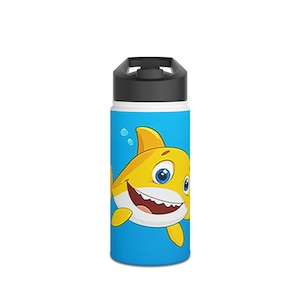 Cute Shark Stainless Steel Water Bottle, Perfect for Kids, Eco-Friendly, Sports, School, Summer Fun, Gifts