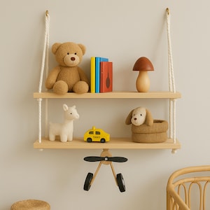 Vintage Style Airplane Floating Shelf - Wooden baby shelf - Wooden Airplane Shelf - Wood Airplane Shelf - Floating Kids Storage Rack  decor