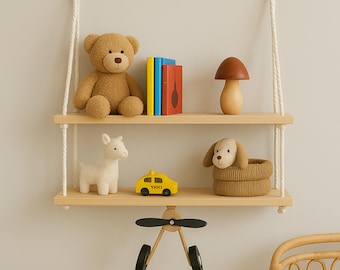 Wooden Airplane Shelf - Vintage Style Airplane Floating Shelf - Wooden Baby Shelf - Wood Airplane Shelf - Floating Kids Storage Rack  Decor