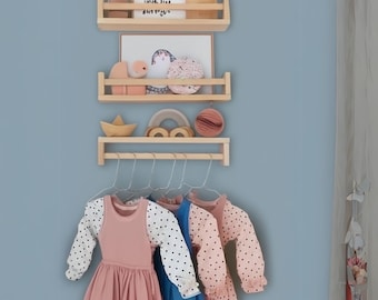 Montessori Baby & Kids Room Shelf - Nursery Shelves Wall Decor - Handmade Wooden Wall Shelf for Kids Room -Nursery Bookshelf Nursery Shelves