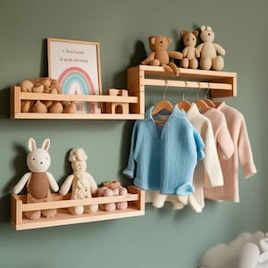 Montessori Baby & Kids Room Shelf - Nursery Shelves Wall Decor - Handmade Wooden Wall Shelf for Kids Room -Nursery Bookshelf Nursery Shelves