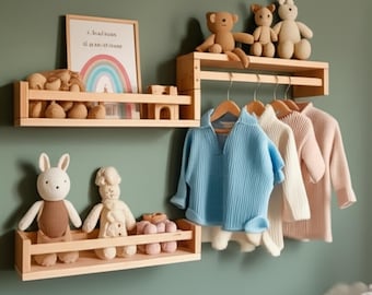 Montessori Baby & Kids Room Shelf - Nursery Shelves Wall Decor - Handmade Wooden Wall Shelf for Kids Room -Nursery Bookshelf Nursery Shelves