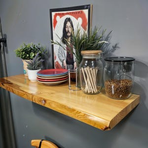 Natural Edge Floating Wooden Shelf - Live Edge Floating Wood Shelf - Walnut Floating Shelves - Wall Shelf For Living Room, Kitchen Or Office