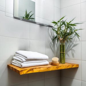 Bathroom Shelf Organizer - Made of Walnut Wood Wall Mounted Bathroom Shelf - Live Edge Floating Wood Shelf - Floating Shelves For Bathroom