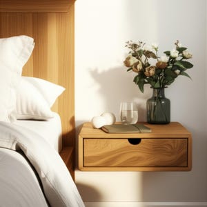 Floating Nightstand - Floating Drawer - Walnut Floating Nightstand - Wall Nightstand - Floating Shelves - Mid-Century Bedside Table Wall