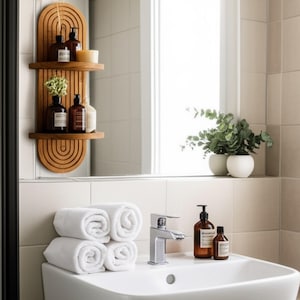 Mid-Century Arched Wooden Design - Modern Wall Shelf - Special Design - Fluted Arch Wood Wall Shelf - Floating Shelf -Curved Wood Wall Shelf