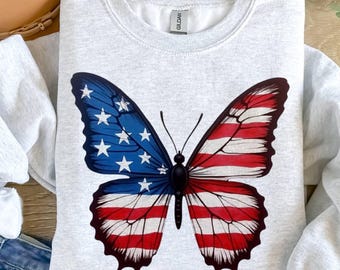 Patriotic Butterfly Png, American Flag Butterfly, Distressed 4th Of July Png, Sublimation T-Shirt Design Print File Digital Instant Download