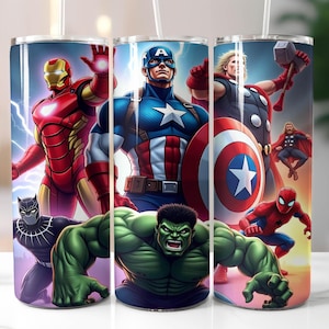 Superhero Game Characters Tumbler Wrap, 20oz Skinny Tumbler Wrap, Movie Characters Tumbler Sublimation Png, Instant Digital Download