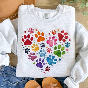 Colorful Paws Png, Sublimation Design, Heart Png, Dog Mama Png, Dog Lover Png, T-Shirt Design, Sweatshirt Png, Digital Download Png, DTF