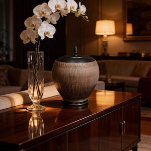 Urne unique faite main en poterie en céramique I Urne funéraire exclusive pour cendres humaines I Urne funéraire en céramique bordeaux : urne commémorative