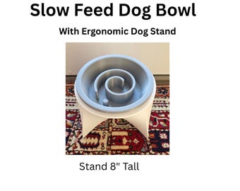 Slow Feed Dog Bowl With Ergonomic Raised Stand, Cone Friendly Mealtime Solution